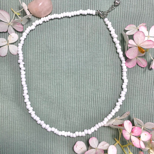 white beaded choker