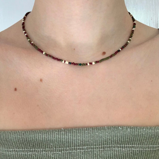 earthy seed bead choker