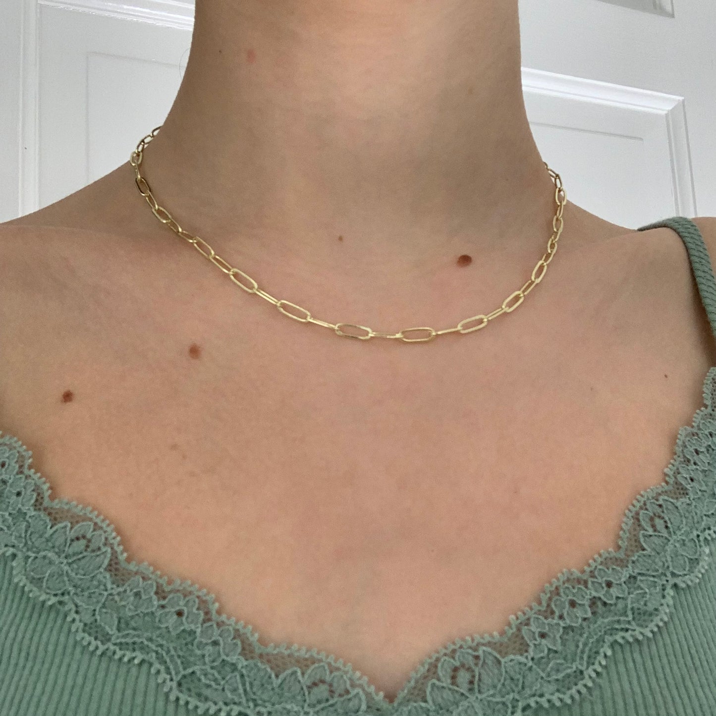 gold paperclip chain necklace