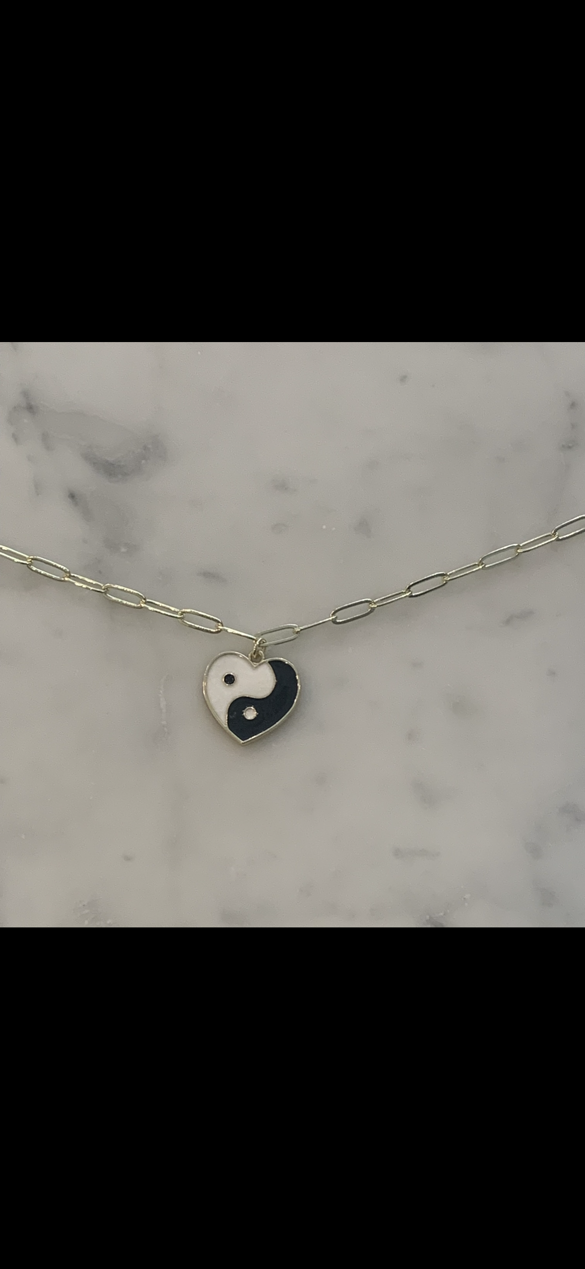 gold ying yang heart necklace