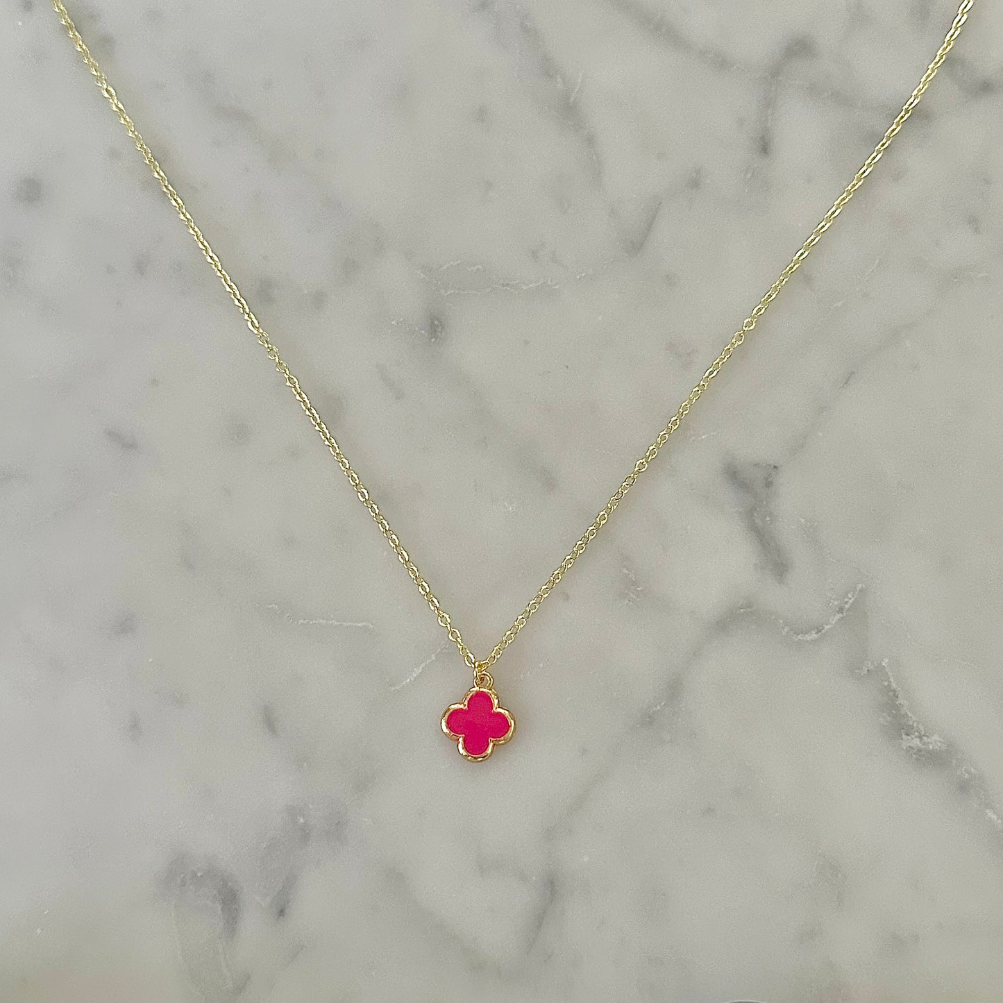 preppy enamel clover necklace