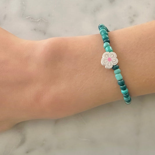 teal flower bracelet