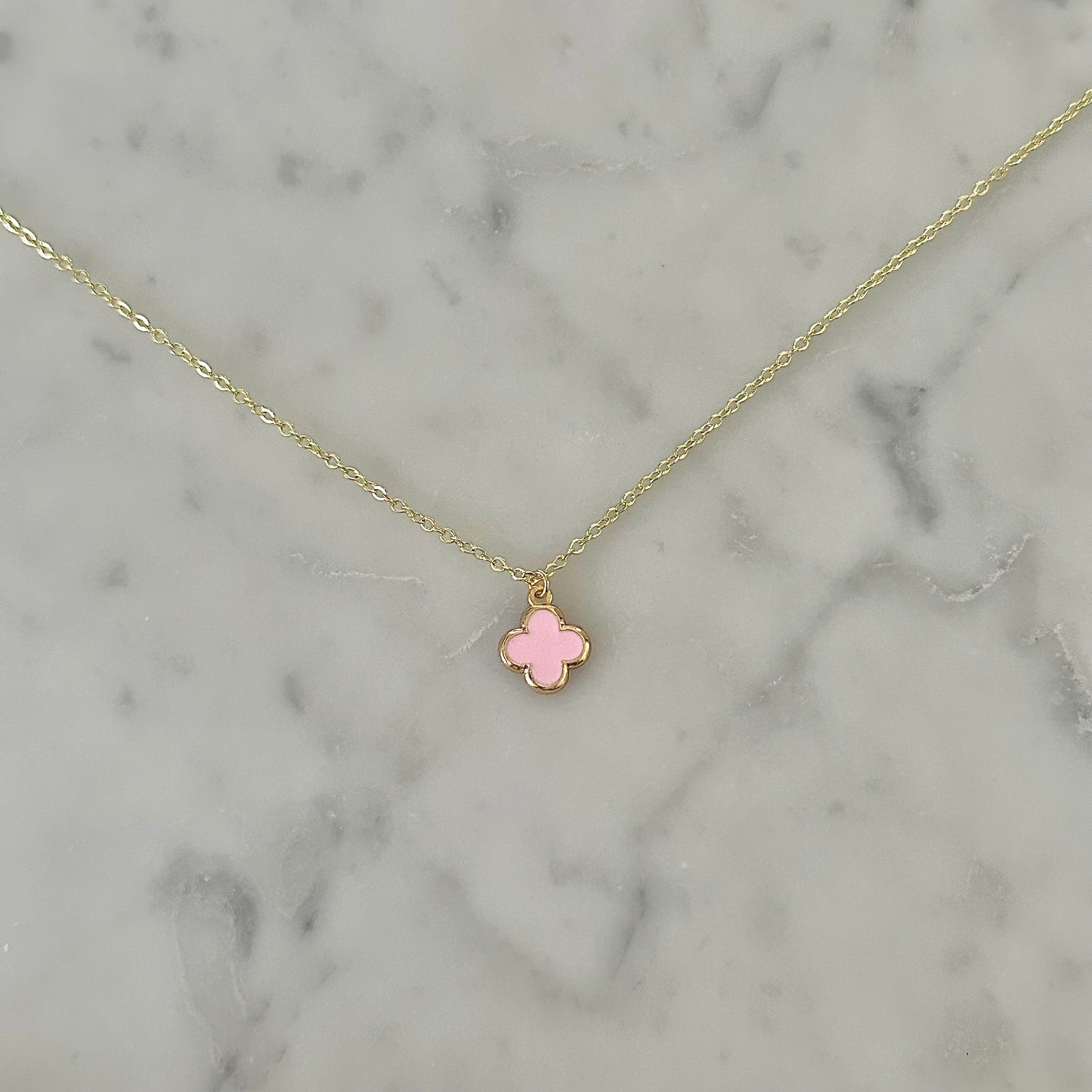 preppy enamel clover necklace ivory moon