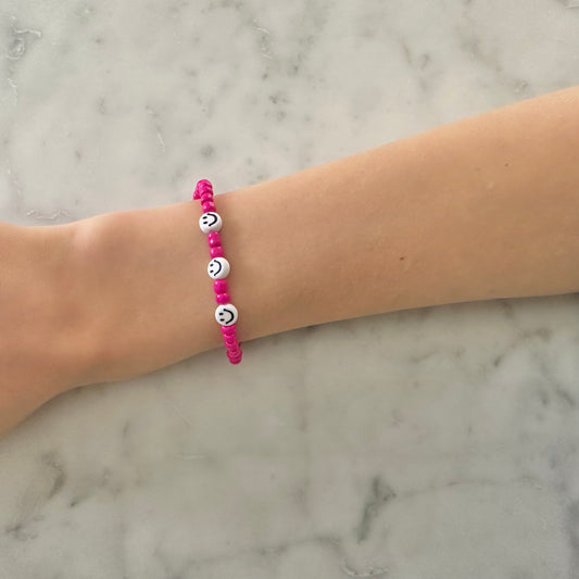 hot pink smiley bracelet