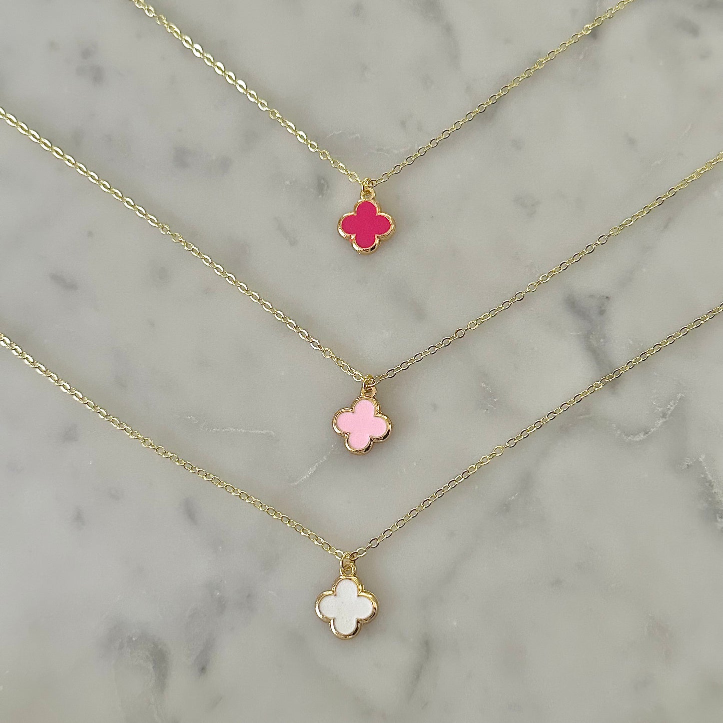 preppy enamel clover necklace