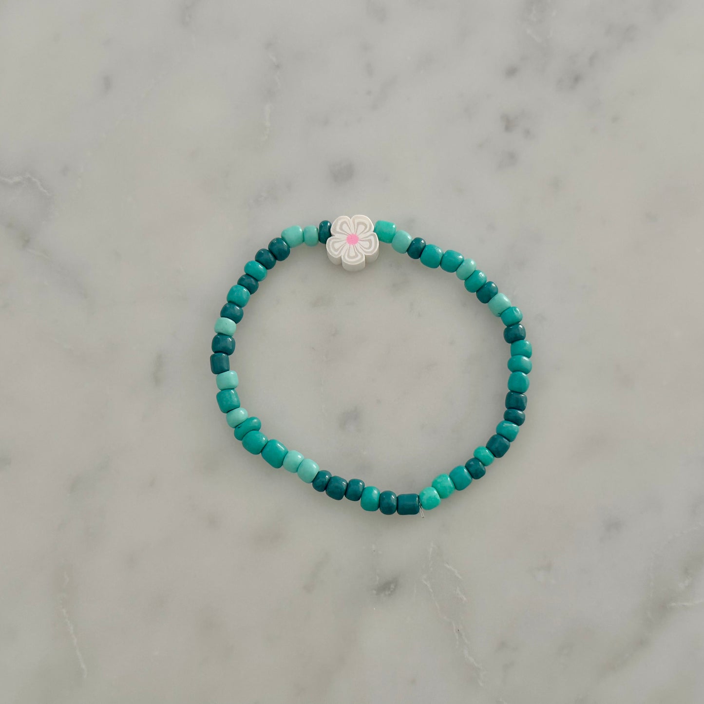 teal flower bracelet